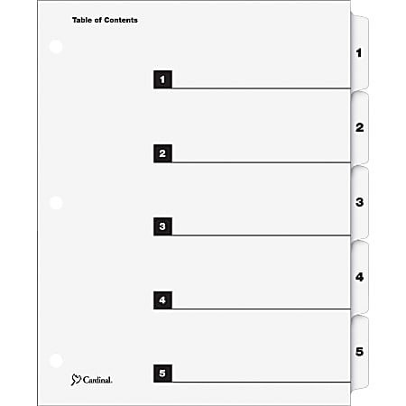 Cardinal® OneStep® Index System, 1-5 Tab, Clear