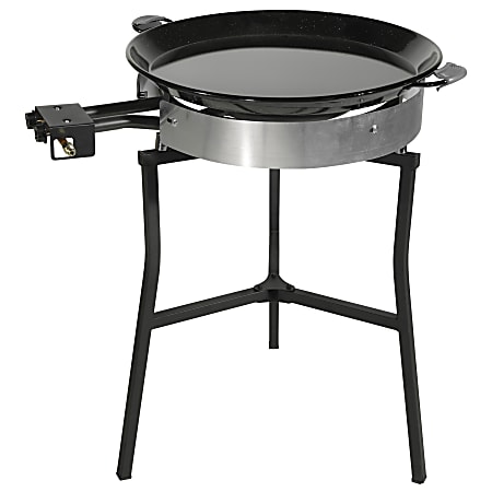 Ringg Outdoor Black Series Outdoor Cooking Pro Kit with 24-In. Enameled Steel Pan, 20-In. Dual Gas Burners &amp; Foldable Stand, BS002