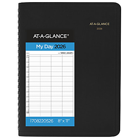 AT-A-GLANCE® 2026 Four Person Daily Appointment Book, Black, Large, 8" x 11"