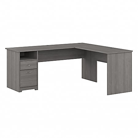 Bush Business Furniture Cabot 72"W L-Shaped Corner Desk With Drawers, Modern Gray, Standard Delivery