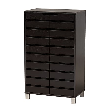 Baxton Studio Modern And Contemporary 39"H 2-Door Shoe Storage Cabinet, Dark Brown