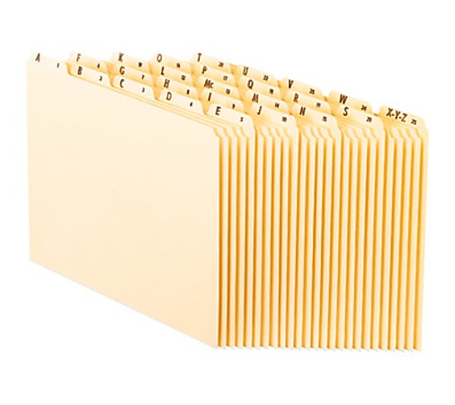 Pendaflex Manila Alphabetical File Guides - 25 x Divider(s) - Printed Tab(s) - Character - A-Z - Letter - 8.50" Width x 11" Length - Manila Pressboard Divider - Recycled - Heavyweight - 1 / Set