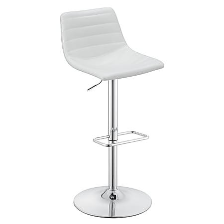 Office Star Araceli Faux Leather Adjustable Counter Height Stools With Backs, White, Set Of 2 Stools