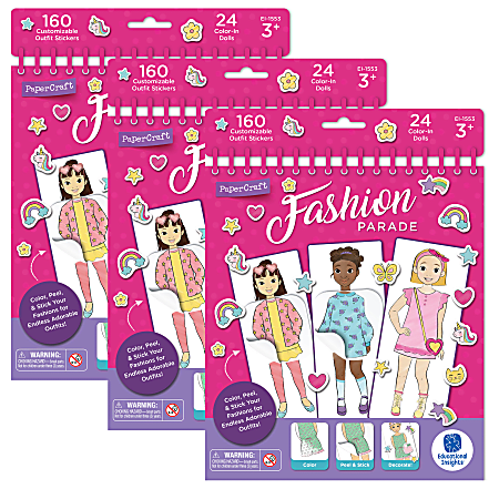 Educational Insights PaperCraft Fashion Parade Paper Dolls Set, Pack Of 3 Sets