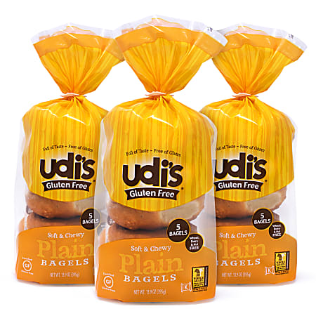 UDI's Plain Bagels, 13.9 Oz, 5 Bagels Per Bag, Pack Of 3 Bags
