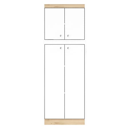 Inval 67"H Kitchen Storage Cabinet With 4 Doors, White/Vienes Oak