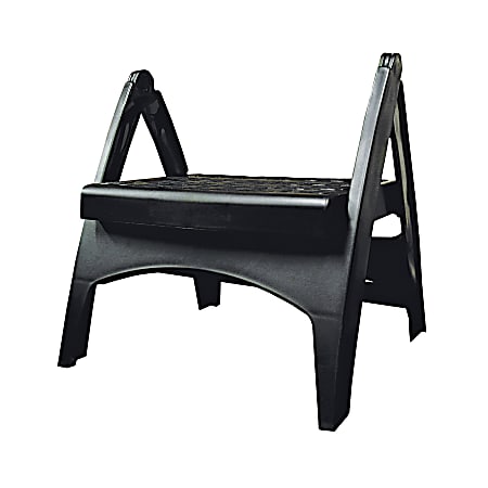 Adams® Quik-Fold Plastic 1-Step Step Stool, 300 Lb, 9" x 11 1/2" x 8", Black