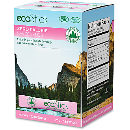 ecoStick Saccharin Sweetener - Packet - 3.530 oz (100.1 g) - Artificial Sweetener - 200/BoxPacket