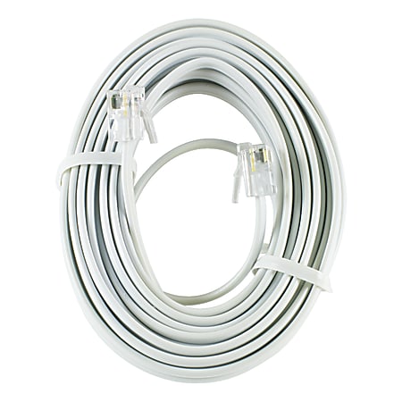 PowerGear Phone Line Cord, 25', White, 76119999