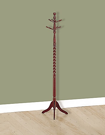 Monarch Specialties Wood Coat Rack, 72"H x 20"W x 20"D, Dark Cherry