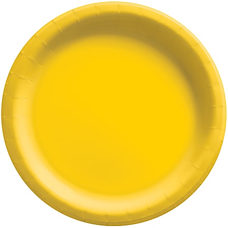 Amscan Round Paper Plates, Yellow Sunshine, 6-3/4”, 50