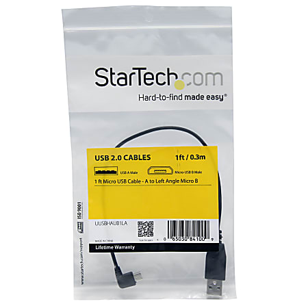 StarTech.com 1 ft Micro USB Cable A to Left Angle Micro B Charge or ...