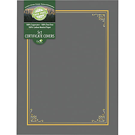 Geographics Letter Certificate Holder - 8 1/2" x 11" - Gray - 5 / Pack