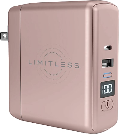 Limitless PowerPro Go 3-in-1 Wall Charger And Portable Power Bank, Rose Gold, LIM-WC10PB-005