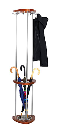 Safco® Mode 9-Hook Coat Rack With Umbrella Stand, 68 3/4"H x 14 1/2"W x 14 1/2"D, Cherry