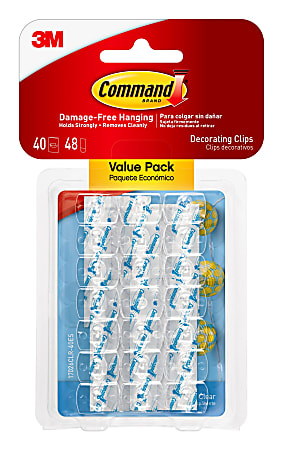 Command™ Decorating Clips Value Pack, Clear, Pack Of 40 Clips