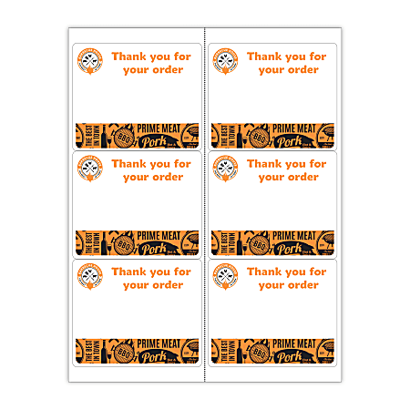 Custom Printed 2-Color Laser Sheet Labels And Stickers, 3-1/3" x 4" Rectangle, With Perforation, 6 Per Sheet, 100 Sheets Per Box