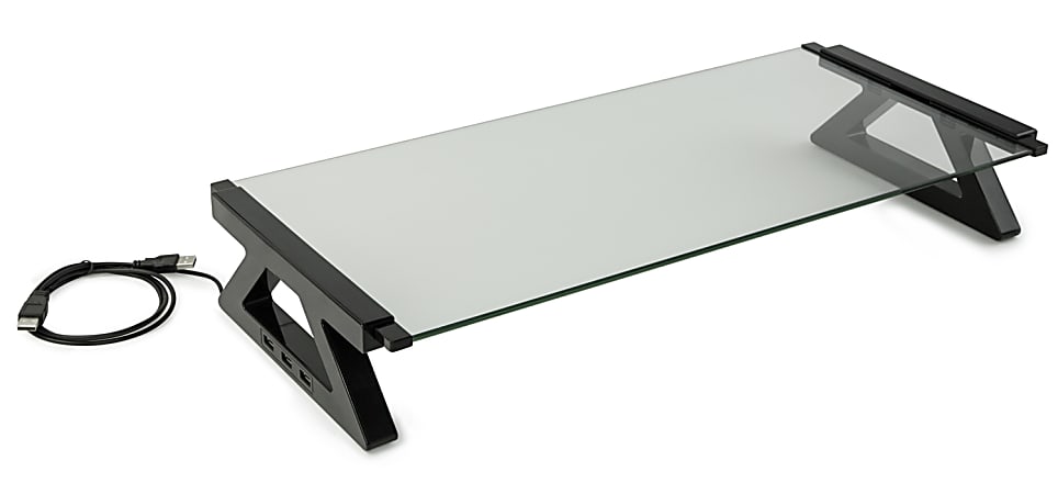 Mount-It! Monitor Stand Riser With USB Ports, Black, MI-7240