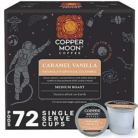 Copper Moon Single-Serve Coffee Pods for Keurig K-Cup Brewers, Medium Roast, Caramel Vanilla Blend, 72 Count