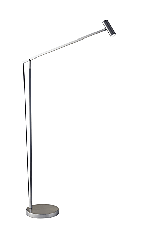 Adesso® ADS360 Crane LED Floor Lamp, 60 1/2"H, Brushed Steel Shade/Brushed Steel Base