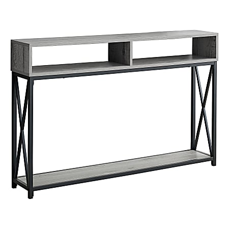 Monarch Specialties Paola Console Accent Table, 30-1/2"H x 47-1/4"W x 9"D, Gray/Black