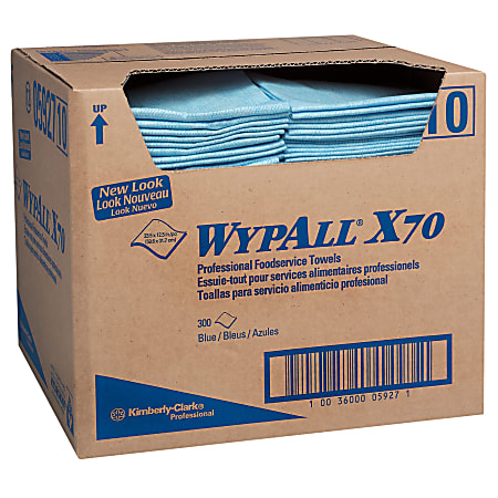 WypAll X70 Foodservice Towels, Blue, Box Of 300 Sheets