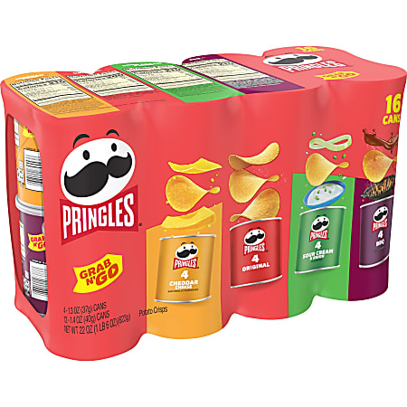 Pringles Potato Crisps Grab And Go Snack Packs, 22 Oz, Pack Of 16 Snack Packs