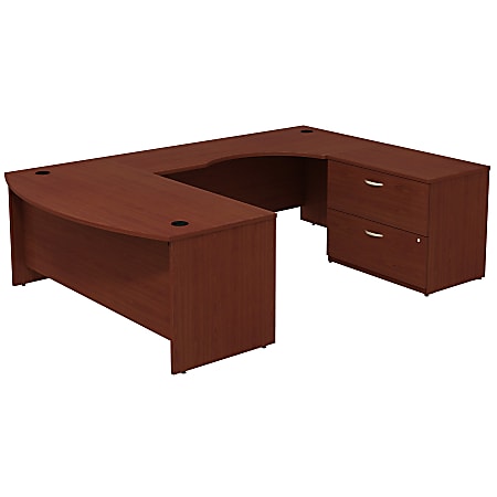Bush Business Furniture Components Bow-Front Right-Handed U-Shaped Desk With Lateral File Cabinet, Mahogany, Premium Installation