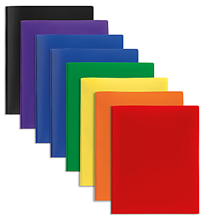 Office Depot® Brand School-Grade 3-Prong Folders, Letter Size, Assorted Colors, Pack Of 8 Folders