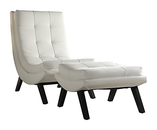 Ave Six Tustin Lounge Chair And Ottoman Set, White/Black