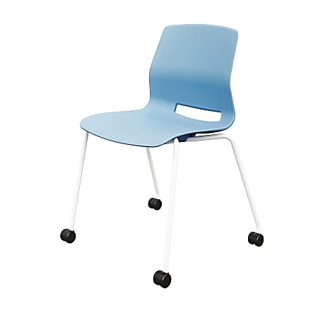 KFI Studios Imme Stack Chair With Caster Base, Sky Blue/White