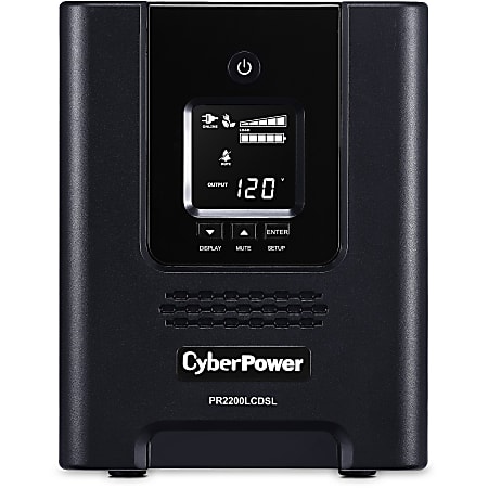 CyberPower PR2200LCDSL Smart App Sinewave UPS Systems - 2070VA/1980W, 120 VAC, NEMA 5-20P, Mini-Tower, Sine Wave, 7 Outlets, LCD, PowerPanel® Business, $375000 CEG, 3YR Warranty