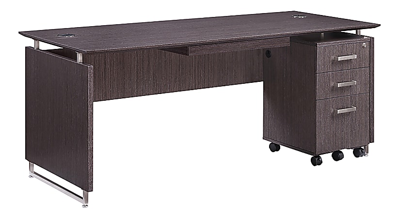 Forward Furniture Horizon 72"W Desk With Center Drawer And Box File Pedestal, Appalachian Smoke