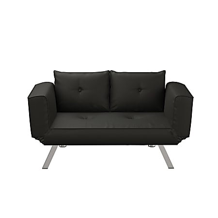 Lifestyle Solutions Serta Miles Convertible Futon with Wing Arms, Black