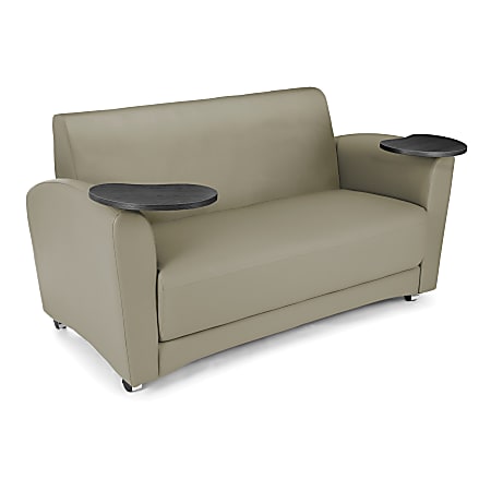OFM Interplay-Series Double-Table Sofa, 33"H x 82"W x 32-1/2"D, Taupe/Tungsten