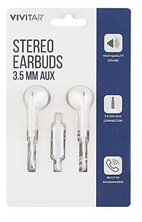 Vivitar Wired Stereo Earbuds, White, NIL8001