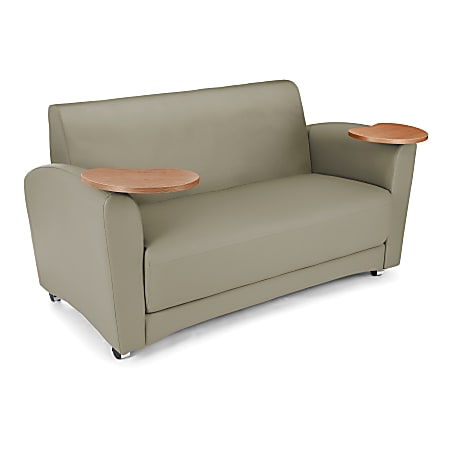 OFM Interplay-Series Double-Table Sofa, 33"H x 82"W x 32-1/2"D, Taupe/Bronze