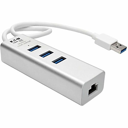 Tripp Lite USB 3.0 SuperSpeed to Gigabit Ethernet NIC Network Adapter w/ 3 Port USB Hub - Network adapter - U336U03GB