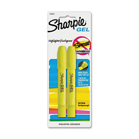 Sharpie® Accent Gel Highlighters, Yellow Barrel, Yellow Ink, Pack Of 2