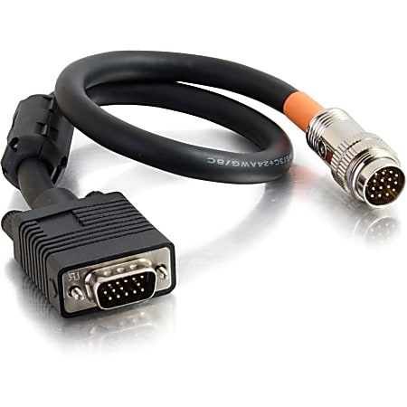 C2G 1.5ft RapidRun VGA (HD15) Flying Lead - 1.50 ft Proprietary/VGA Video Cable for Projector, Interactive Whiteboard, Audio/Video Device, Notebook - First End: 1 x Proprietary Connector Video - Male - Second End: 1 x 15-pin HD-15 - Male - Black