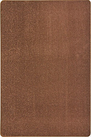 Joy Carpets Kid Essentials Solid Color Rectangle Area Rug, Endurance, 12' x 7’6”, Brown