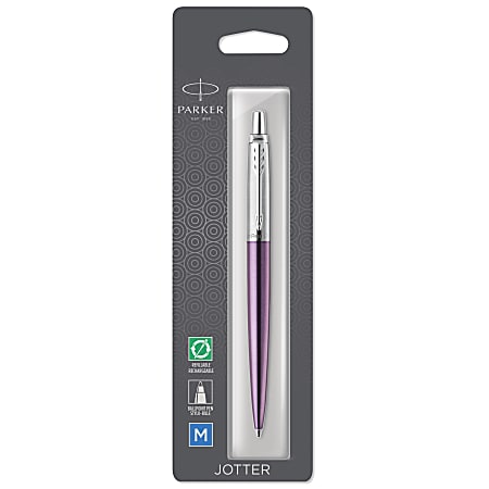 Parker® Jotter Ballpoint Pen, Medium Point, 1.0 mm, Victoria Violet Barrel, Blue Ink