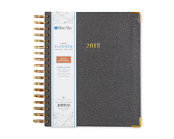 Blue Sky™ Carrera Daily/Monthly TP Planner, 7" x 9", 50% Recycled, Black, January to December 2018 (101657)