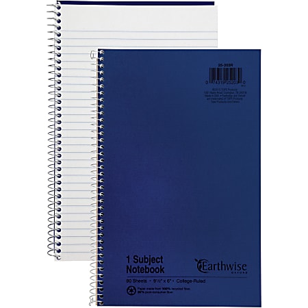 Esselte 100percent Recycled Wirebound Notebook College Ruled 80 Sheets ...
