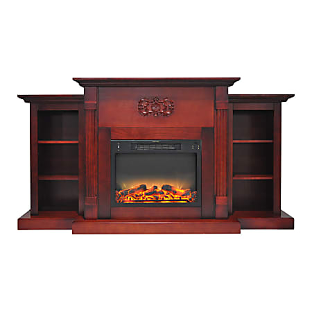 Cambridge® Sanoma Electric Fireplace With Built-In Bookshelves And Enhanced Log Display, Cherry
