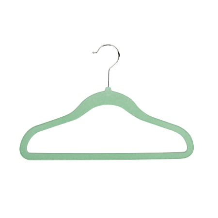Honey-Can-Do Velvet Touch Kids' Hangers, 8 1/2"H x 1/4"W x 11 13/16"D, Green, Pack Of 60