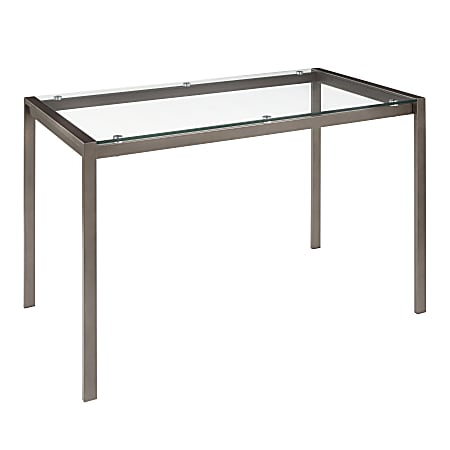 LumiSource Fuji Industrial Dining Table, 29-3/4"H x 50-1/4"W x 27-3/4"D, Antique/Clear