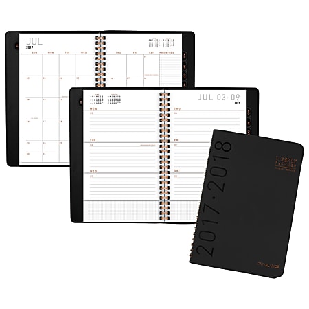 AT-A-GLANCE® Contemporary Weekly/Monthly Academic Appointment Planner, 4 7/8" x 8", Black, July 2017 to June 2018