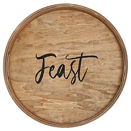 Elegant Designs Decorative Round Serving Tray, 1-11/16”H x 13-3/4”W x 13-3/4”D, Natural Feast