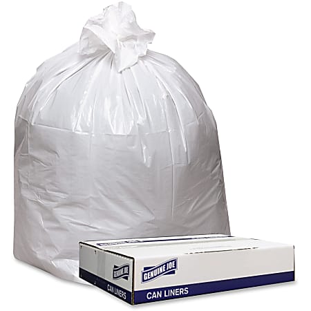 Genuine Joe Heavy-Duty Trash Bags, 33 Gallons, White, Box Of 100